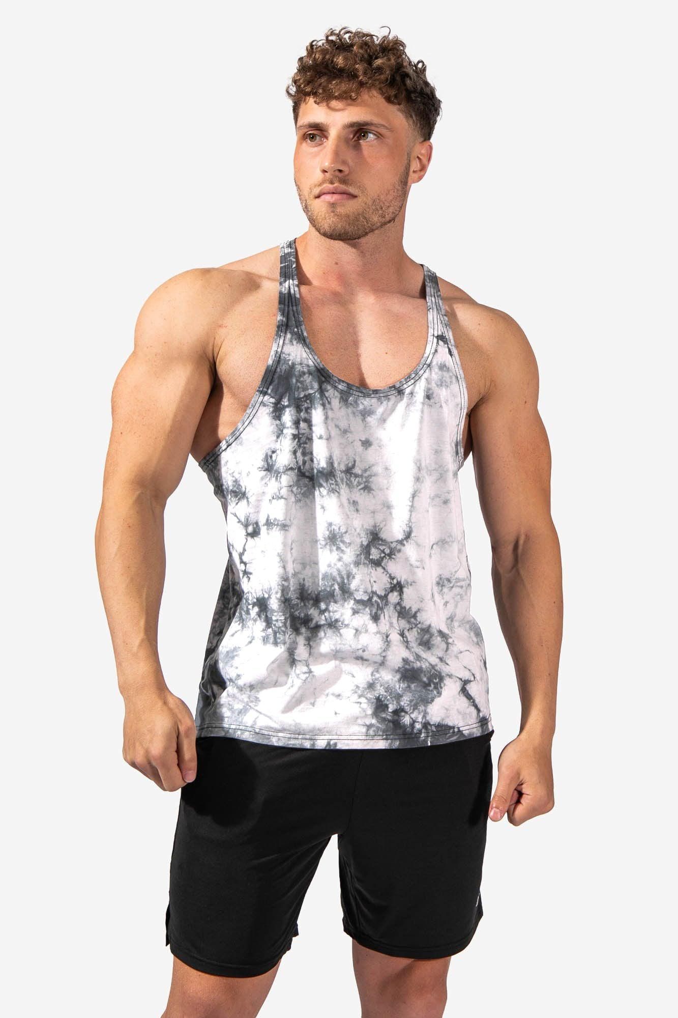 Classic Bodybuilding Racerback Stringer - Black Tie-Dye sold by Jed North