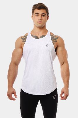 Fast-Dry Bodybuilding Workout Stringer - White sold by Jed North