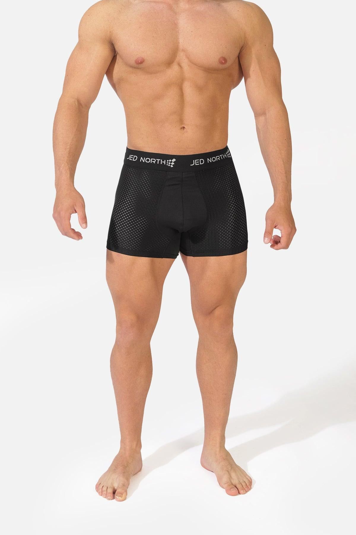 Men's Workout Mesh Boxer Briefs 2 Pack - Black & Stitched Black sold by Jed North product image thumbnail 3