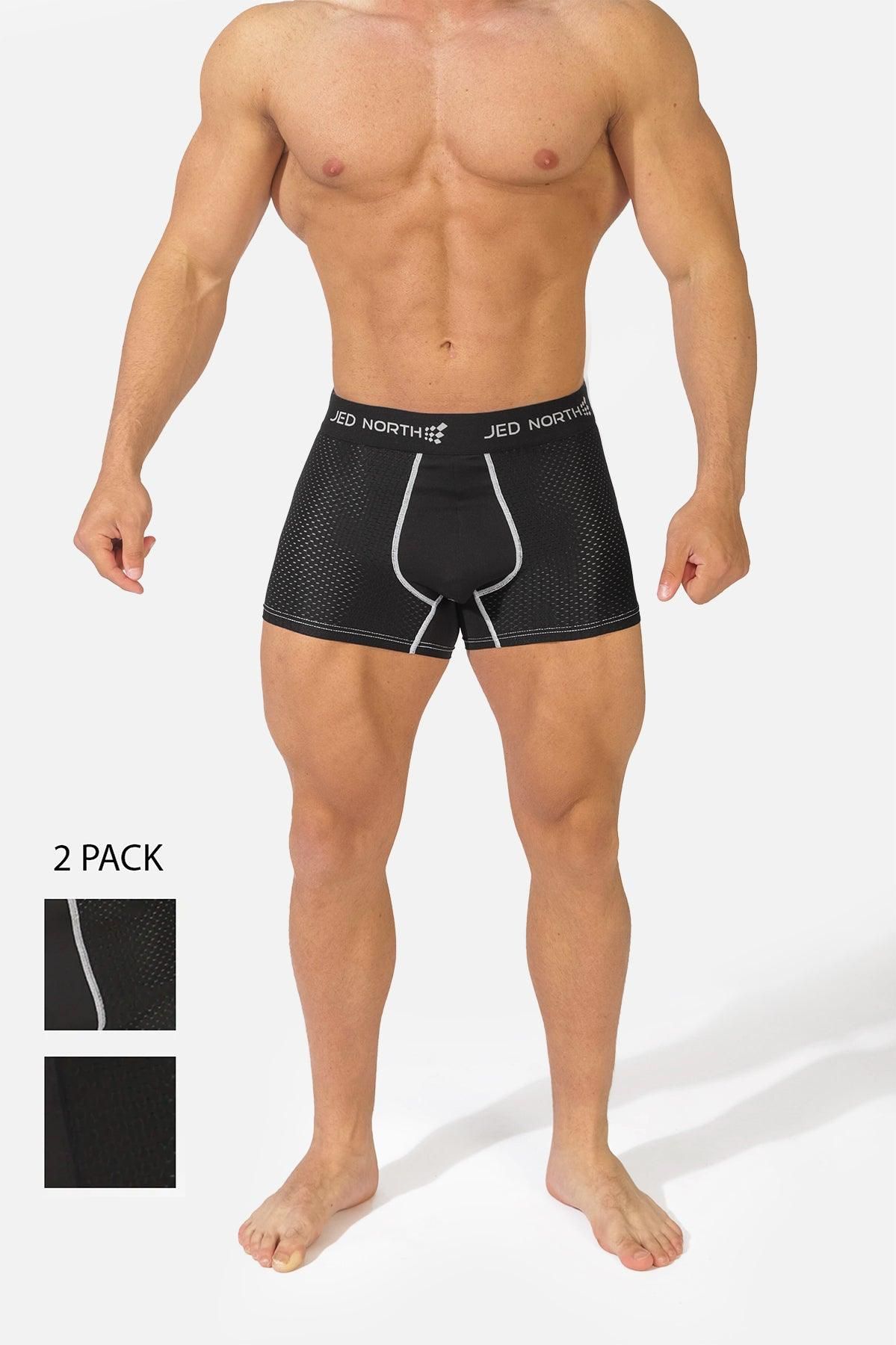 Men's Workout Mesh Boxer Briefs 2 Pack - Black & Stitched Black sold by Jed North product image thumbnail 2