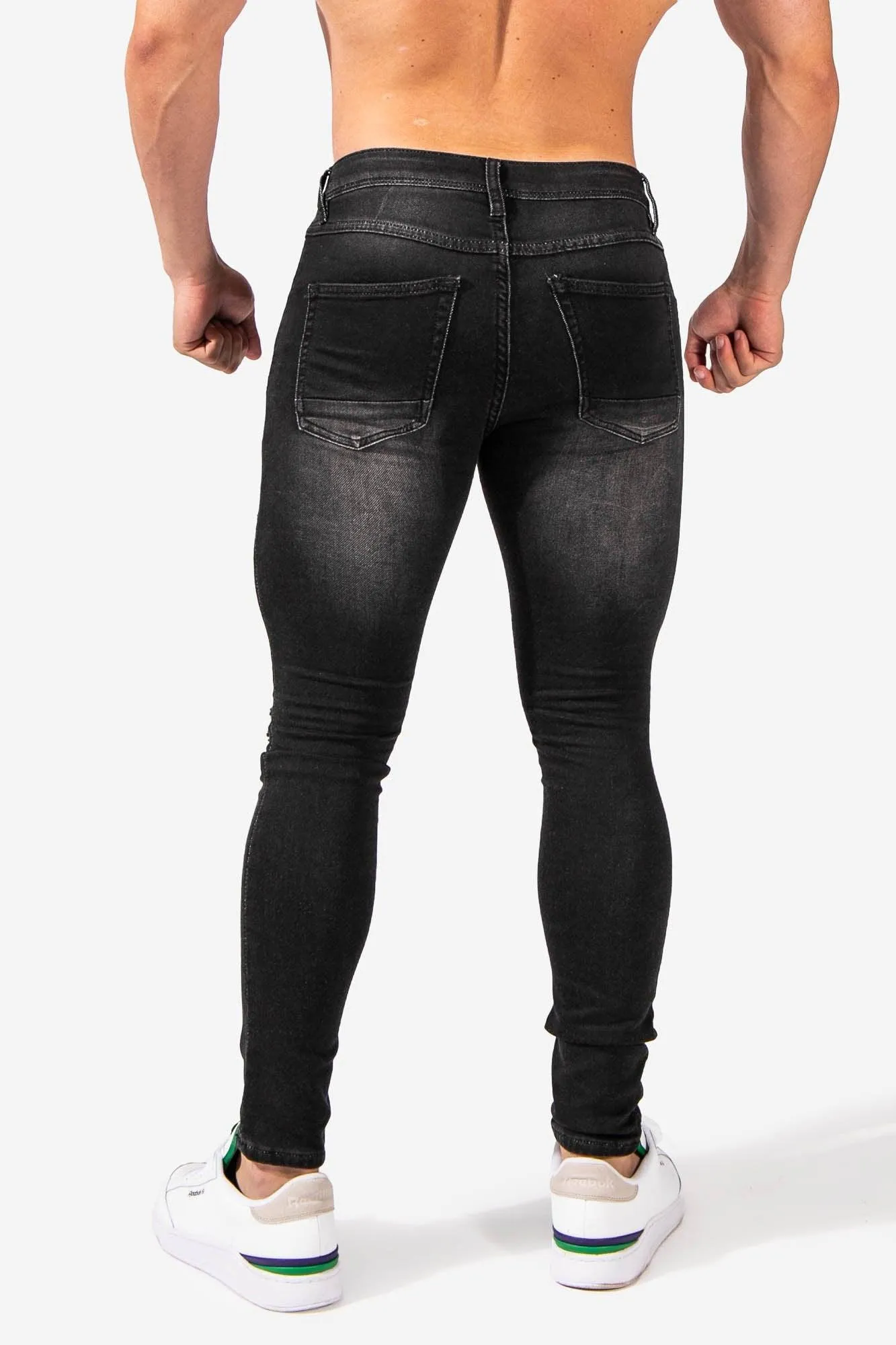 Men's Premium Fitted Stretchy Jeans - Knee Ripped Black sold by Jed North product image thumbnail 3