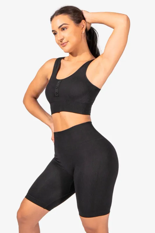 Rio Seamless Ribbed Sports Bra - Black sold by Jed North