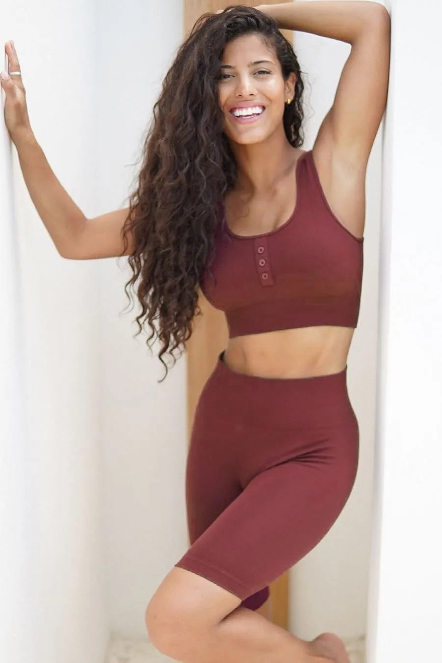 Rio Seamless Ribbed Sports Bra - Maroon sold by Jed North