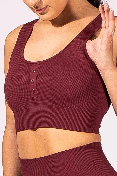 Rio Seamless Ribbed Sports Bra - Maroon sold by Jed North product image thumbnail 4