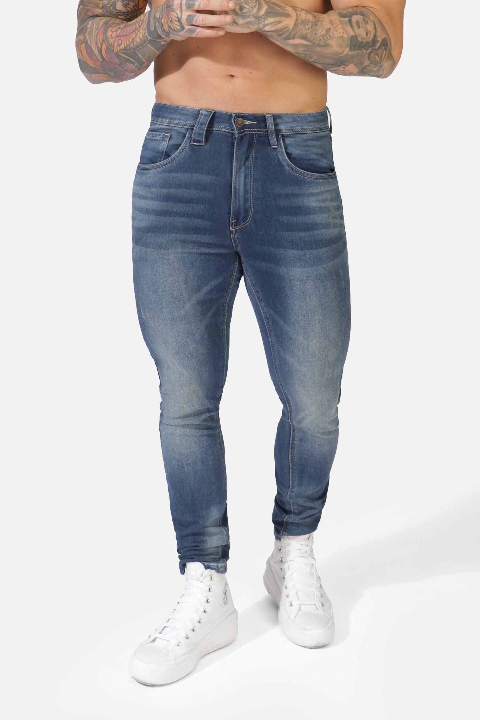 Men's Premium Fitted Stretchy Jeans - Faded Dark Blue sold by Jed North product image thumbnail 3