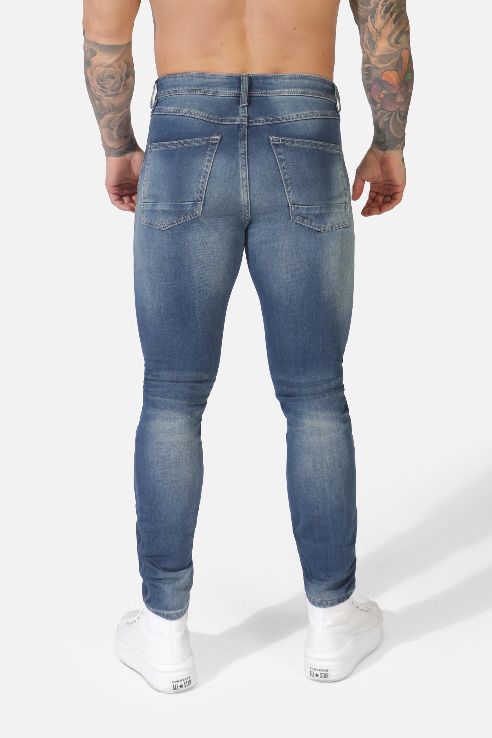 Men's Premium Fitted Stretchy Jeans - Faded Dark Blue sold by Jed North product image thumbnail 4