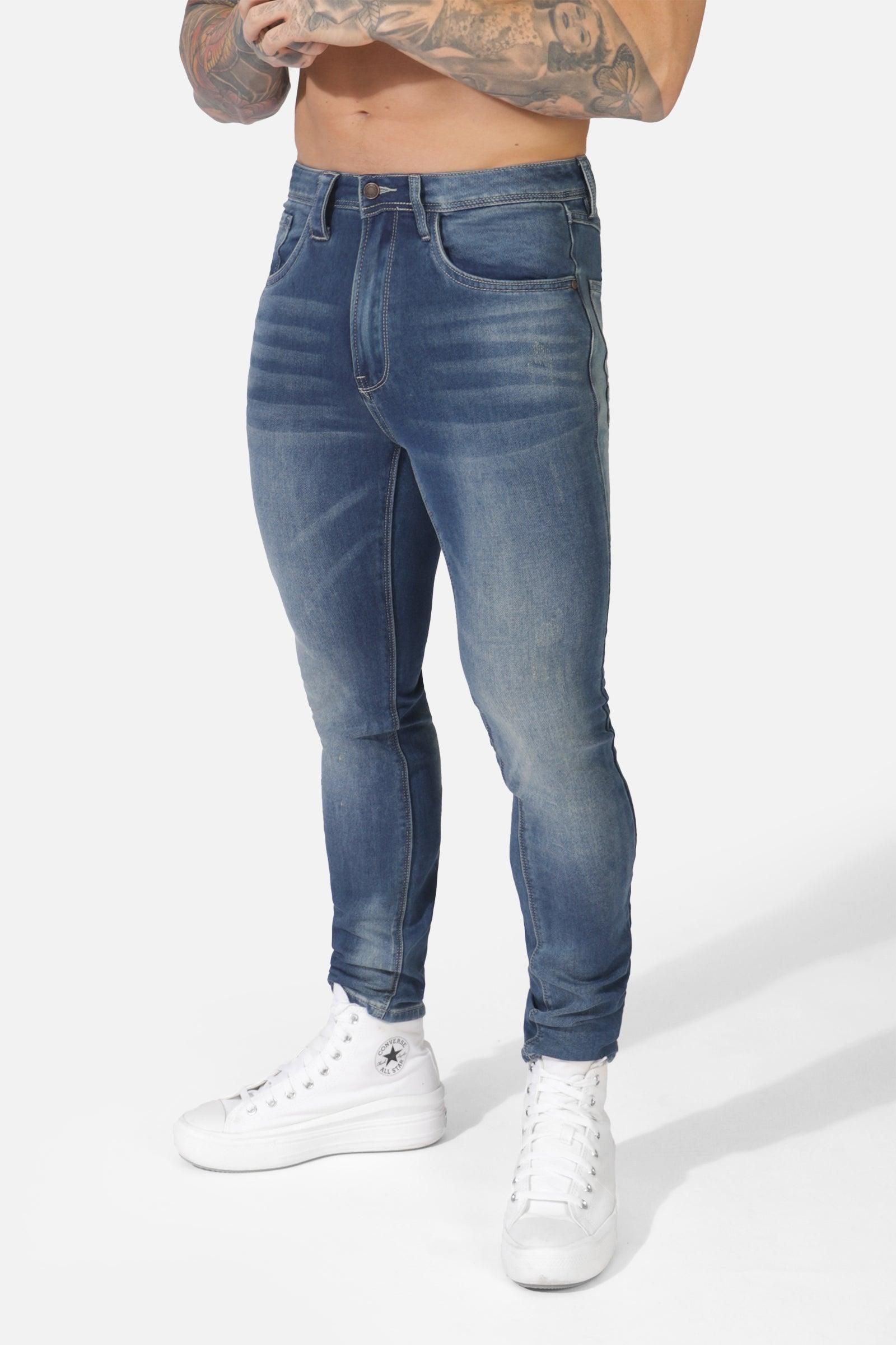Men's Premium Fitted Stretchy Jeans - Faded Dark Blue sold by Jed North product image thumbnail 2