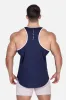 Fast-Dry Bodybuilding Workout Stringer - Navy & White sold by Jed North