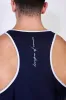 Fast-Dry Bodybuilding Workout Stringer - Navy & White sold by Jed North
