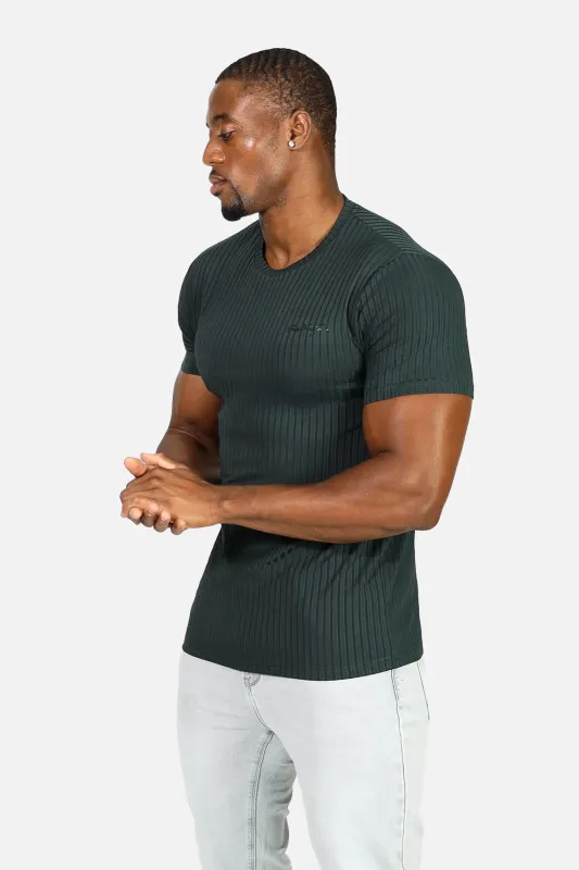 Ribbed Muscle-Fit T-Shirt - Forest Green sold by Jed North