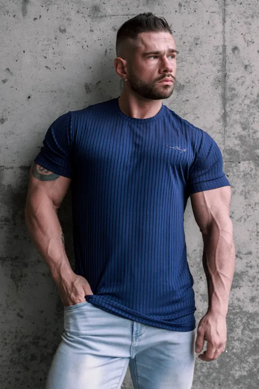 Ribbed Muscle-Fit T-Shirt - Indigo sold by Jed North