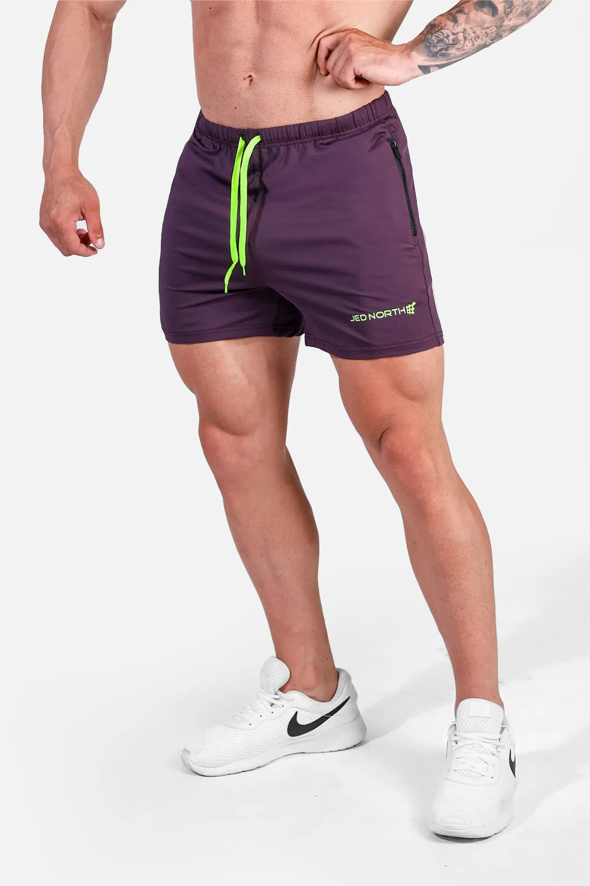 Agile Bodybuilding 4'' Shorts w Zipper Pockets - Dark Purple sold by Jed North