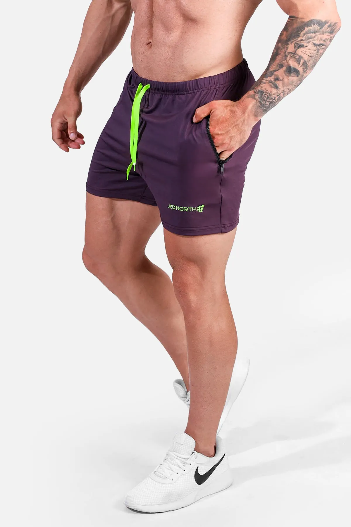 Agile Bodybuilding 4'' Shorts w Zipper Pockets - Dark Purple sold by Jed North product image thumbnail 4