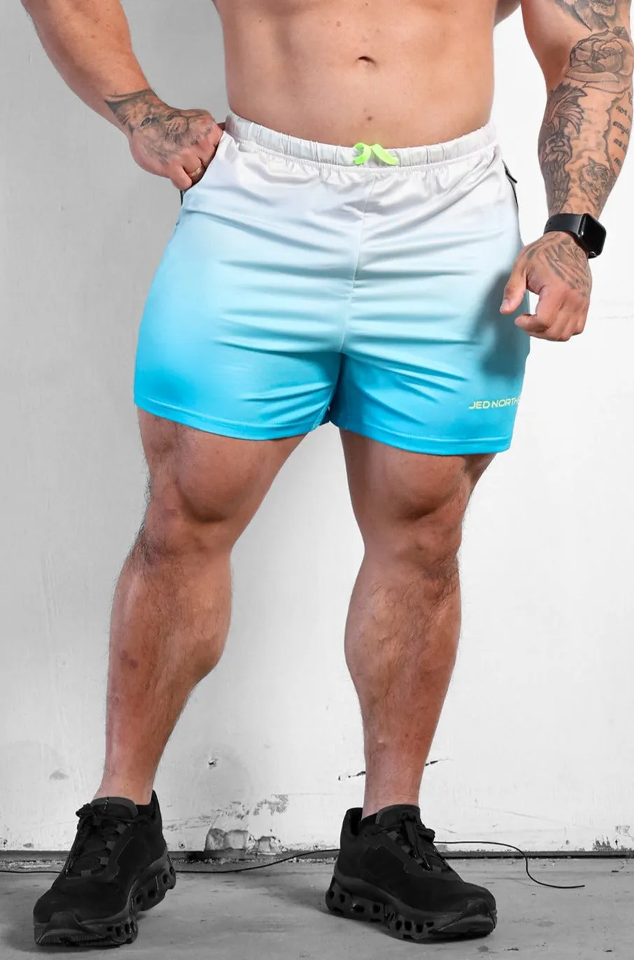 Agile Bodybuilding 4'' Shorts w Zipper Pockets - Blue Ombre sold by Jed North