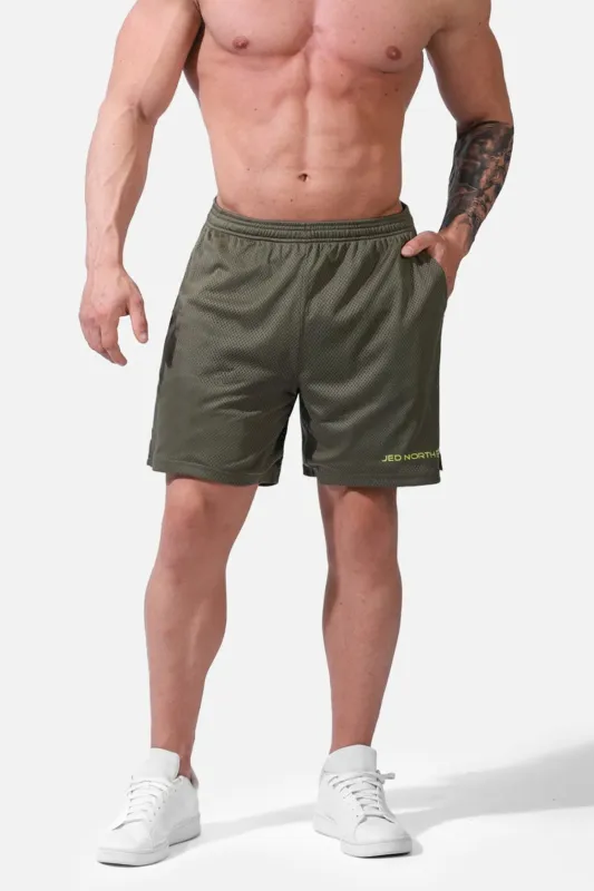 Jersey Mesh 7.5" Gym Shorts - Olive sold by Jed North