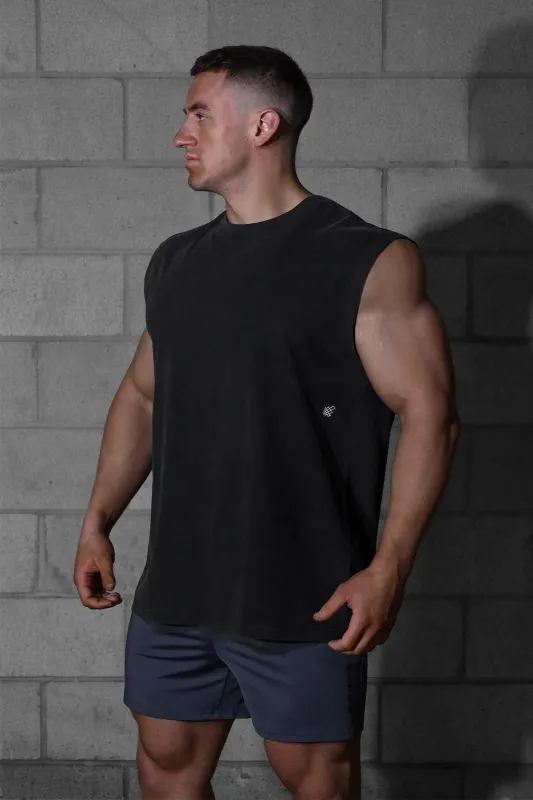 Muscle Fit Sleeveless Tank Top - Washed Black sold by Jed North