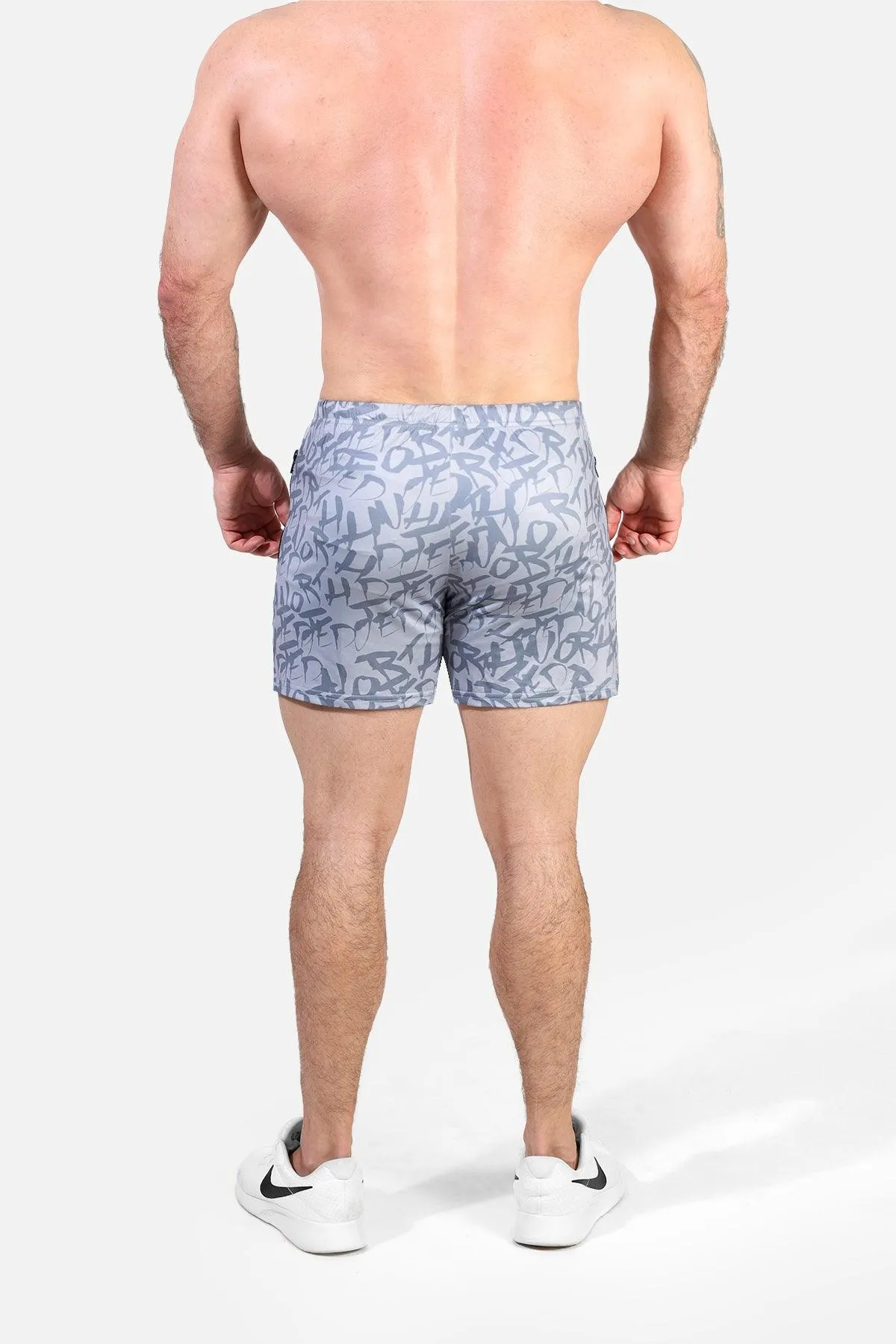 Agile Bodybuilding 4'' Shorts w Zipper Pockets - Gray Graffiti sold by Jed North product image thumbnail 5