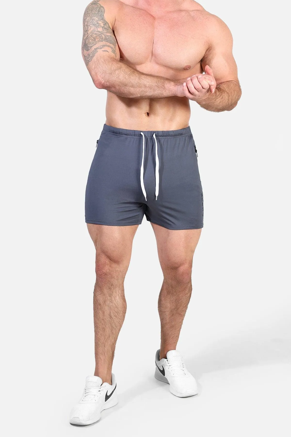Agile Bodybuilding 4'' Shorts w Zipper Pockets - Gray Integrity sold by Jed North product image thumbnail 2