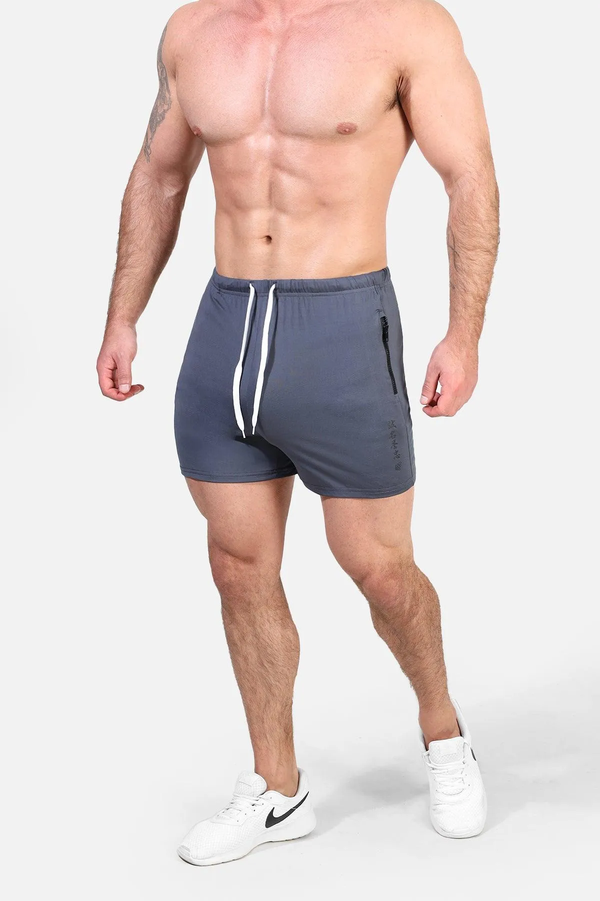Agile Bodybuilding 4'' Shorts w Zipper Pockets - Gray Integrity sold by Jed North