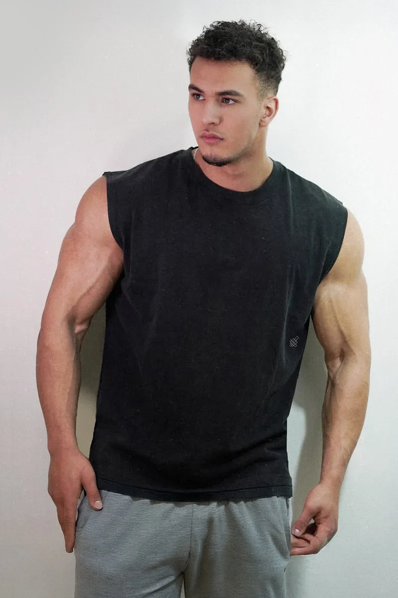 Retro Oversized Muscle Tee - Washed Black sold by Jed North
