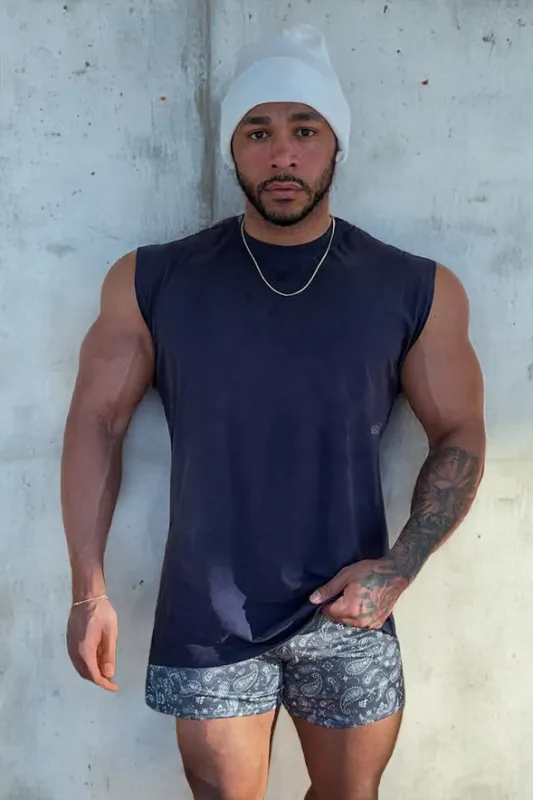 Retro Oversized Muscle Tee - Washed Navy sold by Jed North