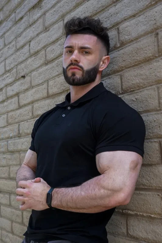 Muscle Fit All-Day Polo T-Shirt - Onyx Black sold by Jed North