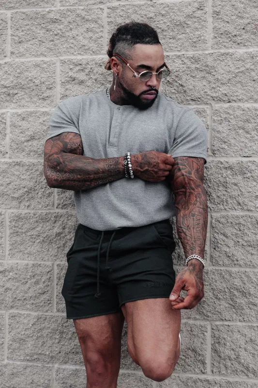 Waffle Henley T-Shirt - Light Gray sold by Jed North