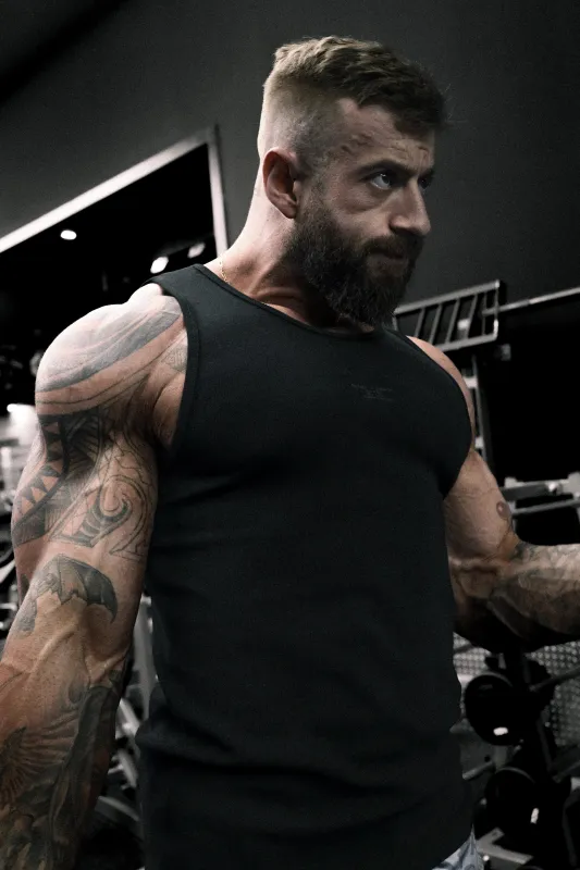 Ribbed Muscle Tank Top - Black sold by Jed North