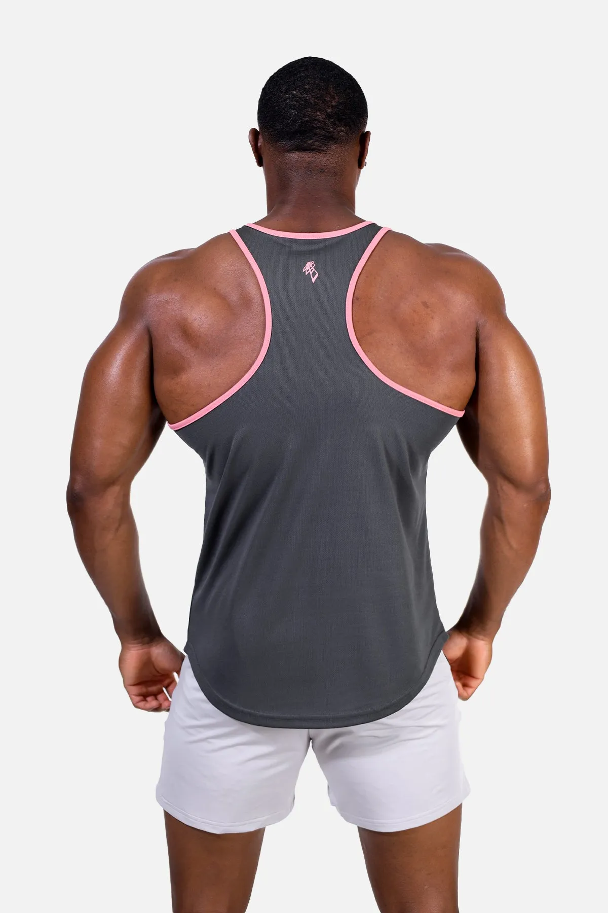 Fast-Dry Bodybuilding Workout Stringer - Gray w Pink sold by Jed North product image thumbnail 5