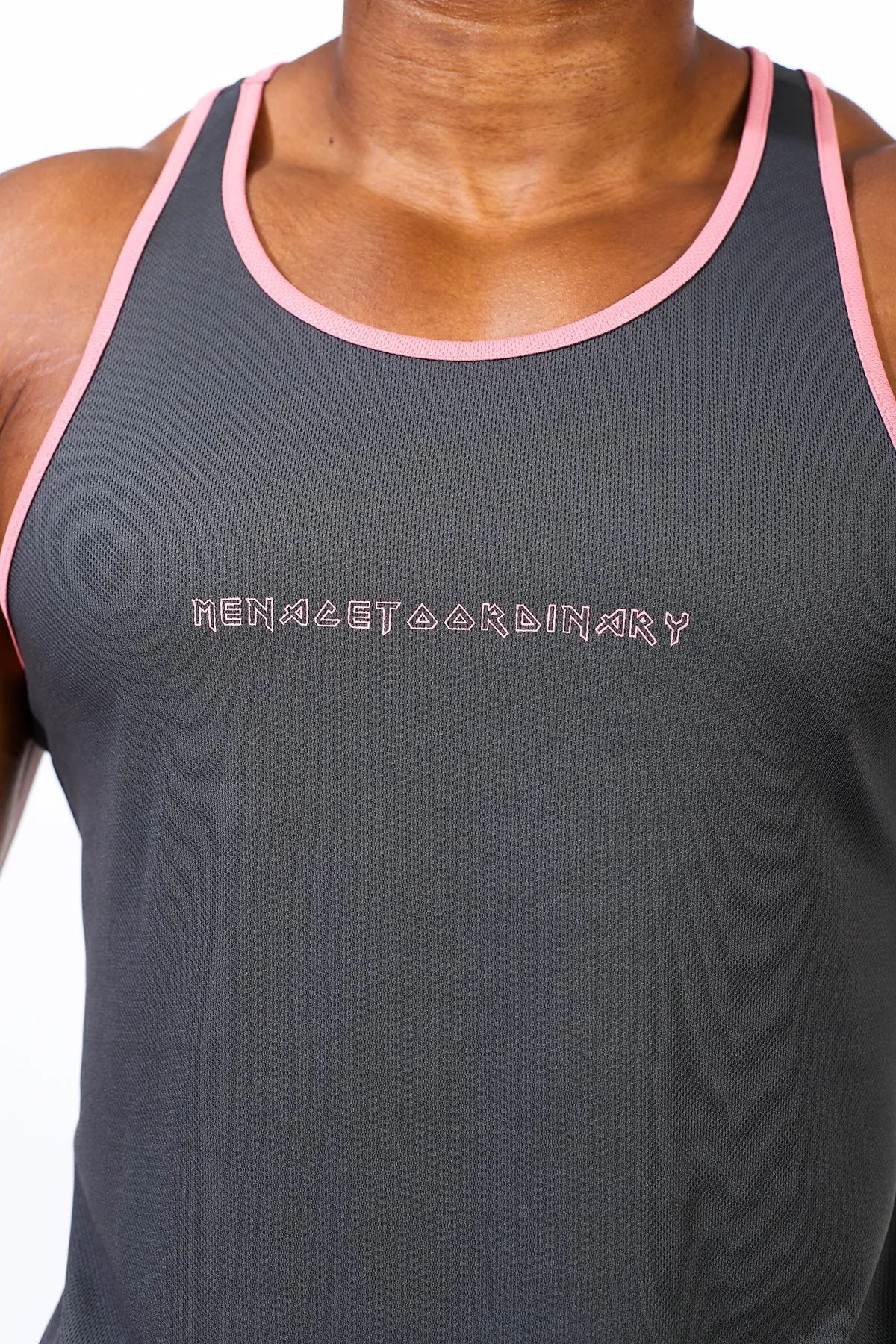 Fast-Dry Bodybuilding Workout Stringer - Gray w Pink sold by Jed North product image thumbnail 2