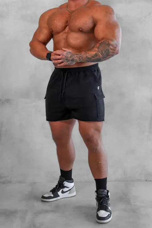 Comfort-Fit Cargo Sweat Shorts - Black sold by Jed North