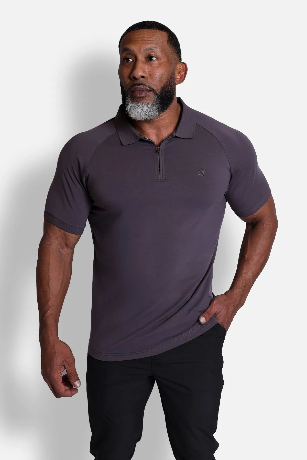 Premium Muscle-Fit Polo Tee w/ Zipper - Dark Gray sold by Jed North product image thumbnail 3