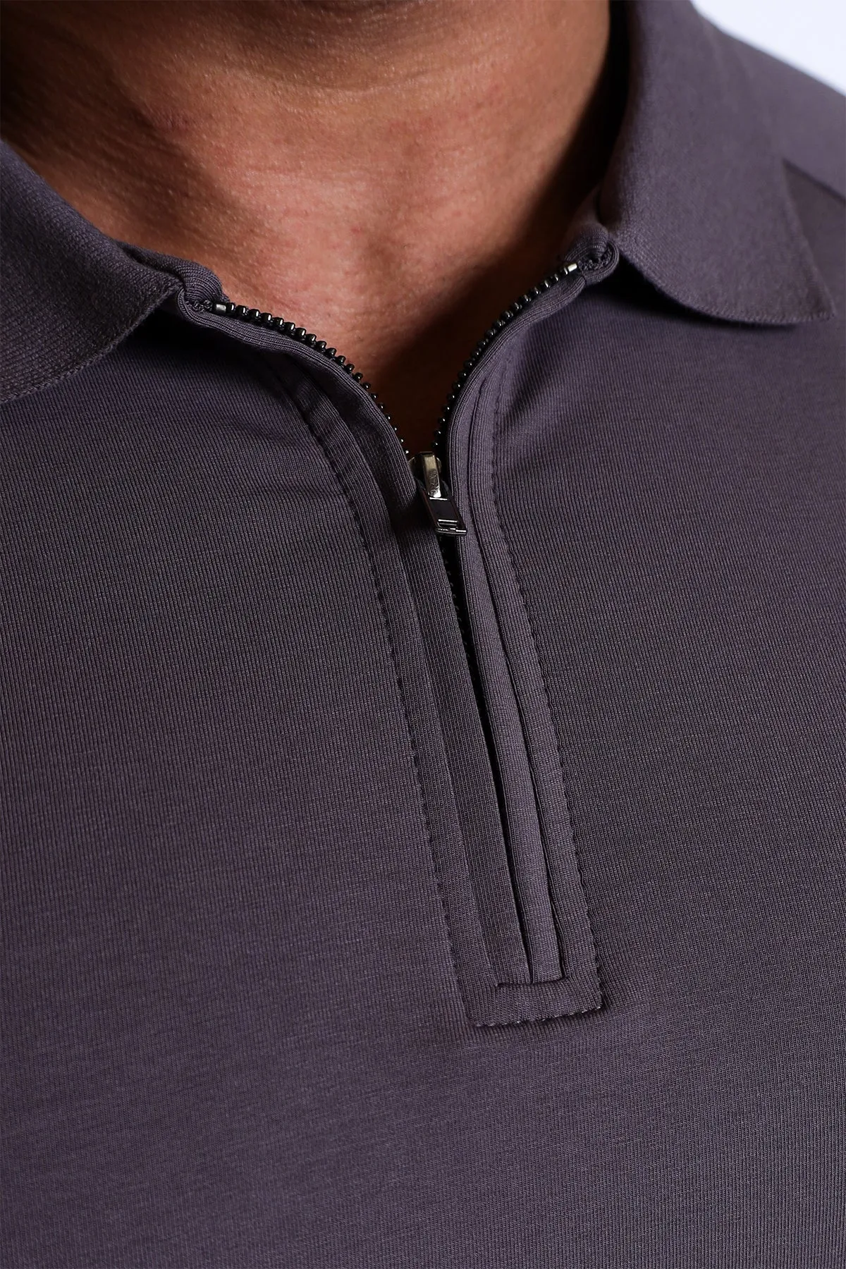 Premium Muscle-Fit Polo Tee w/ Zipper - Dark Gray sold by Jed North product image thumbnail 4