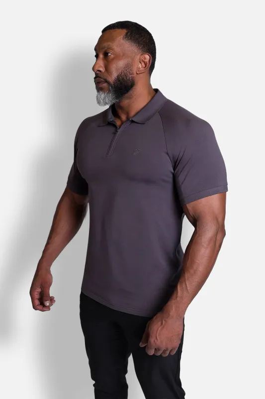 Premium Muscle-Fit Polo Tee w/ Zipper - Dark Gray made by Jed North