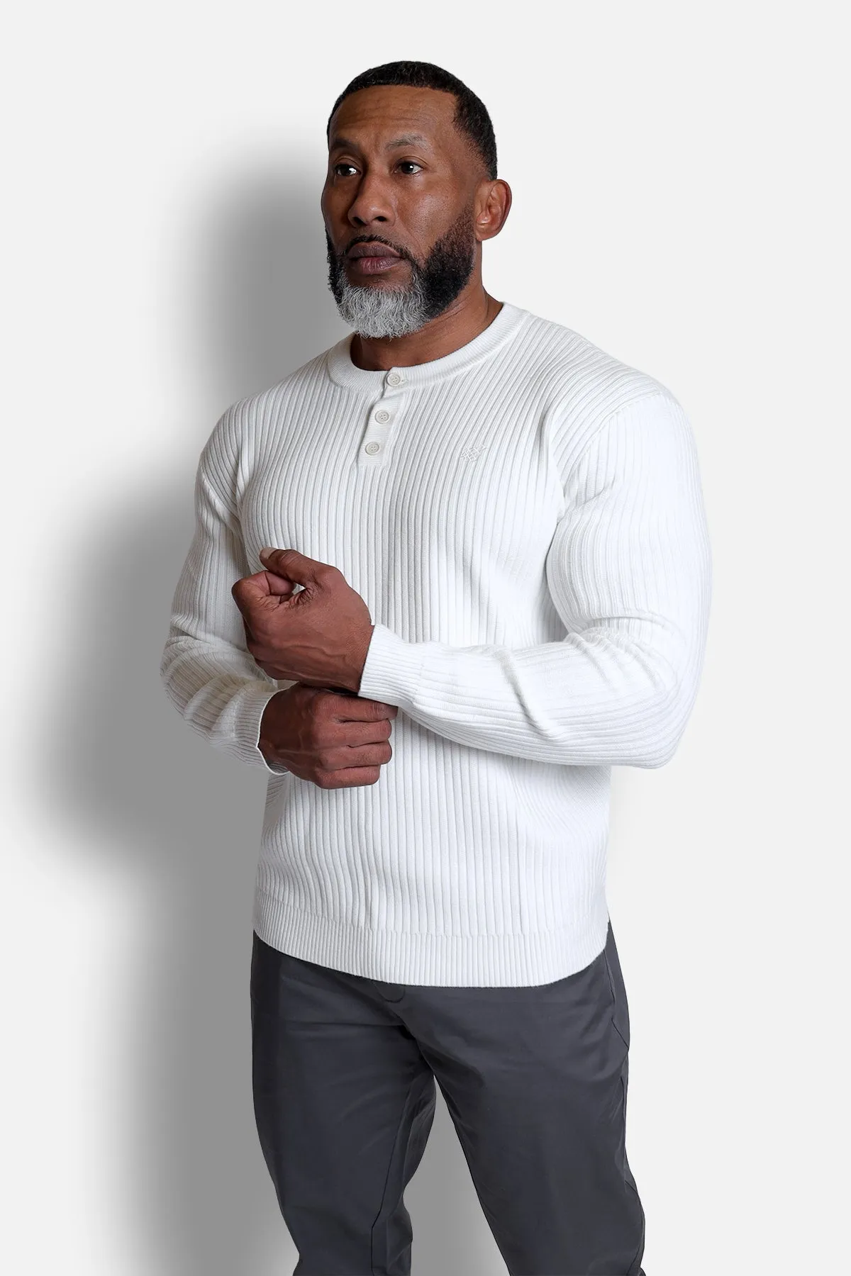 Classic Henley Sweater - Cream sold by Jed North product image thumbnail 3