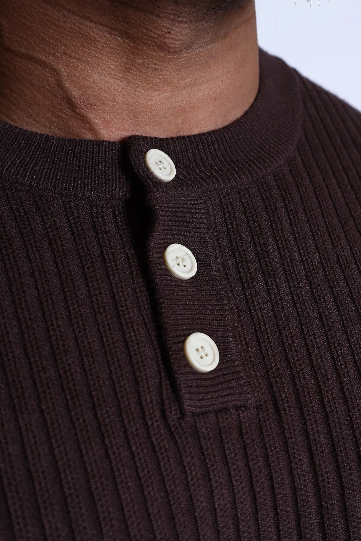 Classic Henley Sweater - Brown sold by Jed North product image thumbnail 2