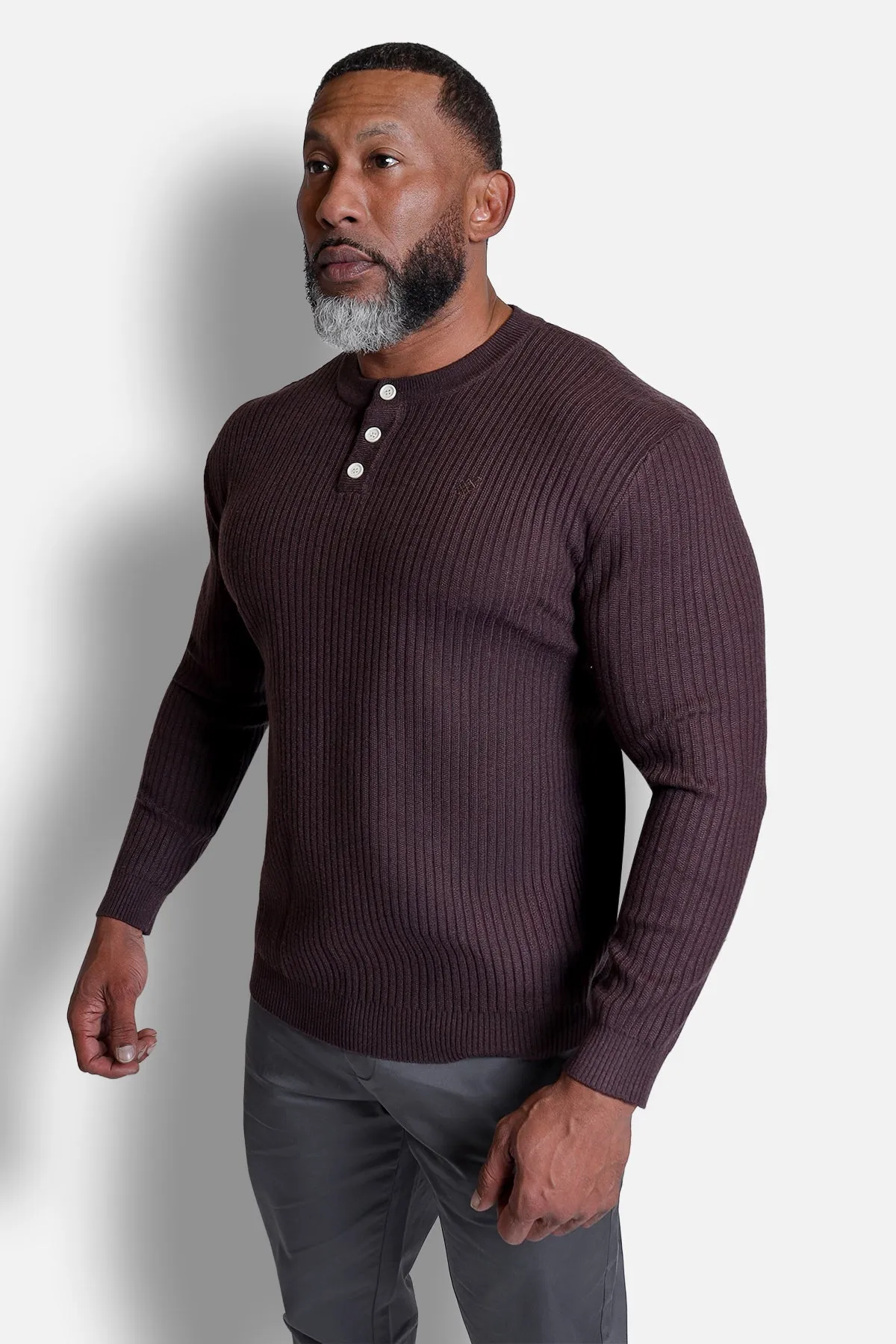 Classic Henley Sweater - Brown sold by Jed North product image thumbnail 3