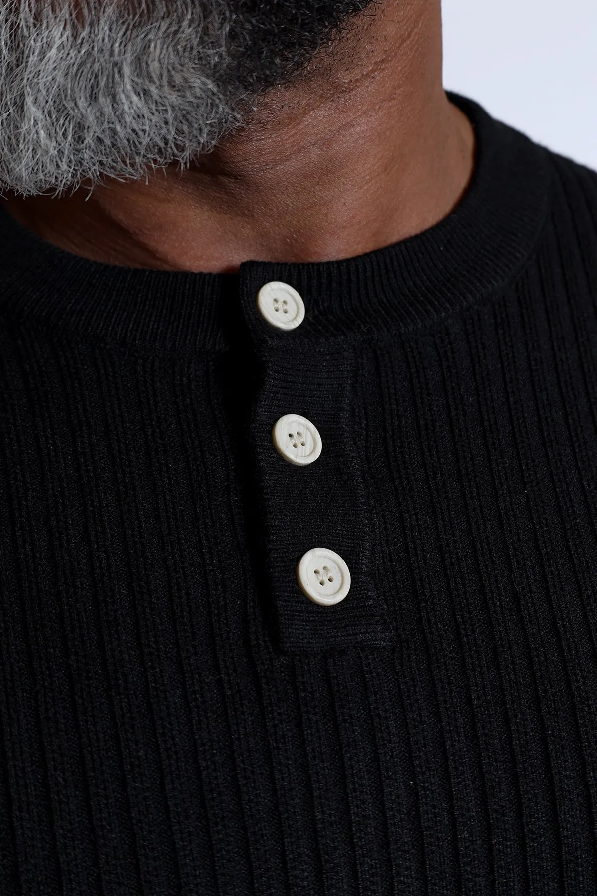 Classic Henley Sweater - Black sold by Jed North product image thumbnail 2