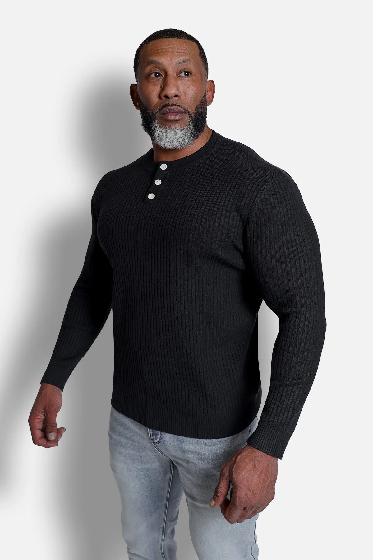 Classic Henley Sweater - Black sold by Jed North product image thumbnail 3