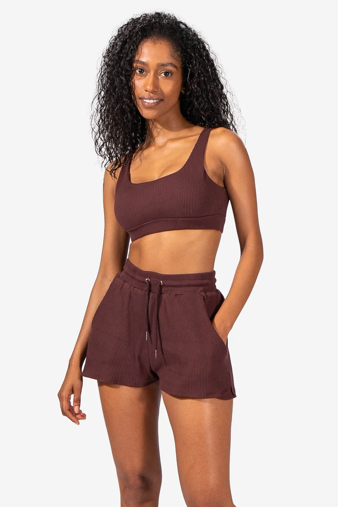 Coco Ribbed Sports Bra - Maroon sold by Jed North