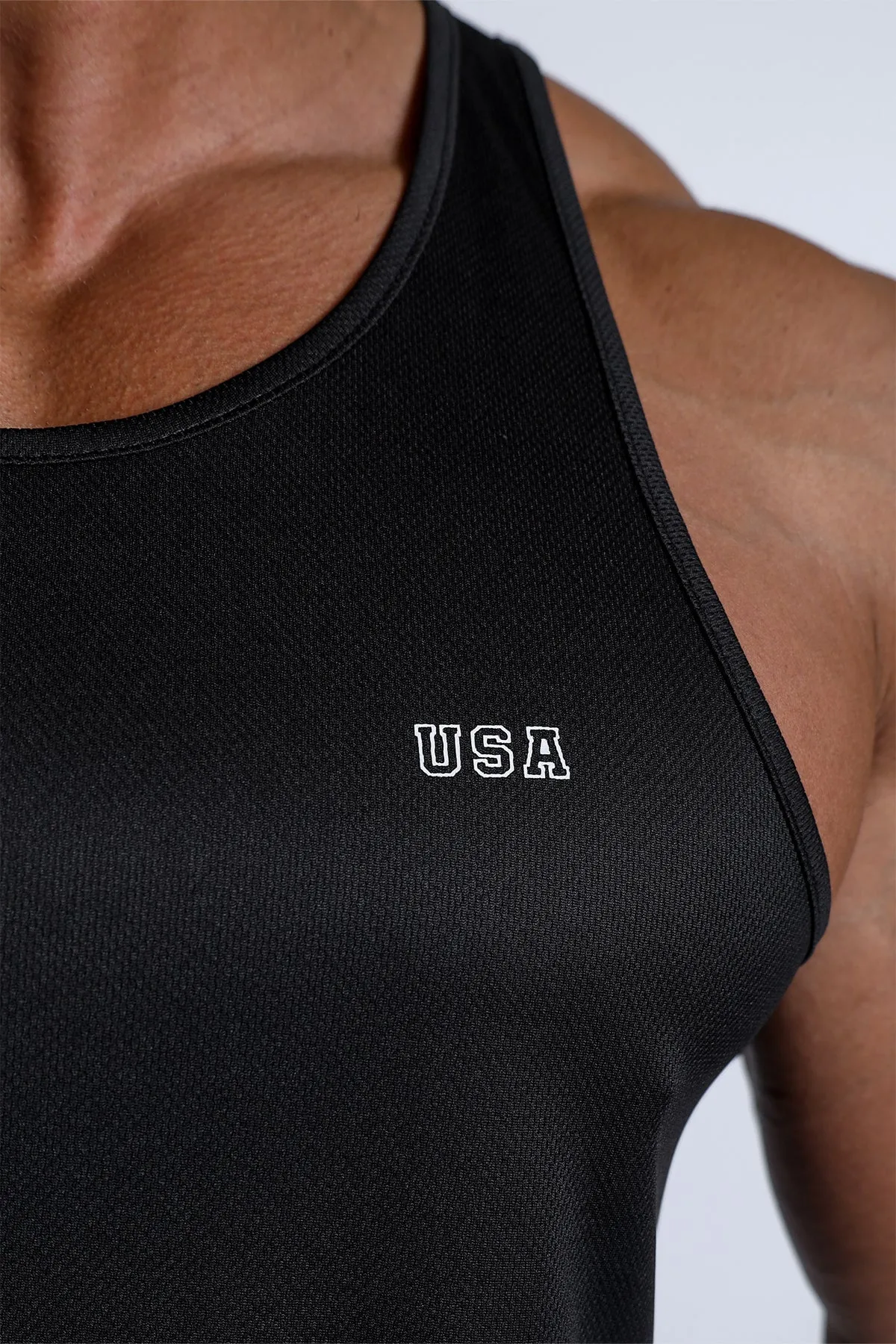 Fast-Dry Bodybuilding Workout Stringer - Black USA Logo sold by Jed North product image thumbnail 3