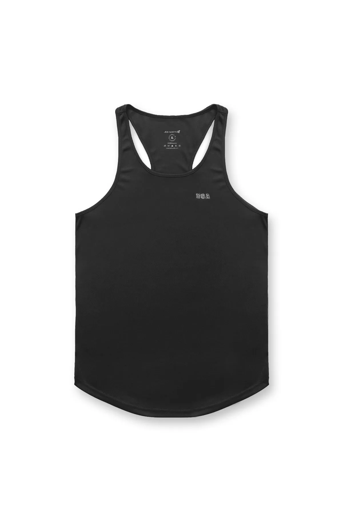 Fast-Dry Bodybuilding Workout Stringer - Black USA Logo sold by Jed North