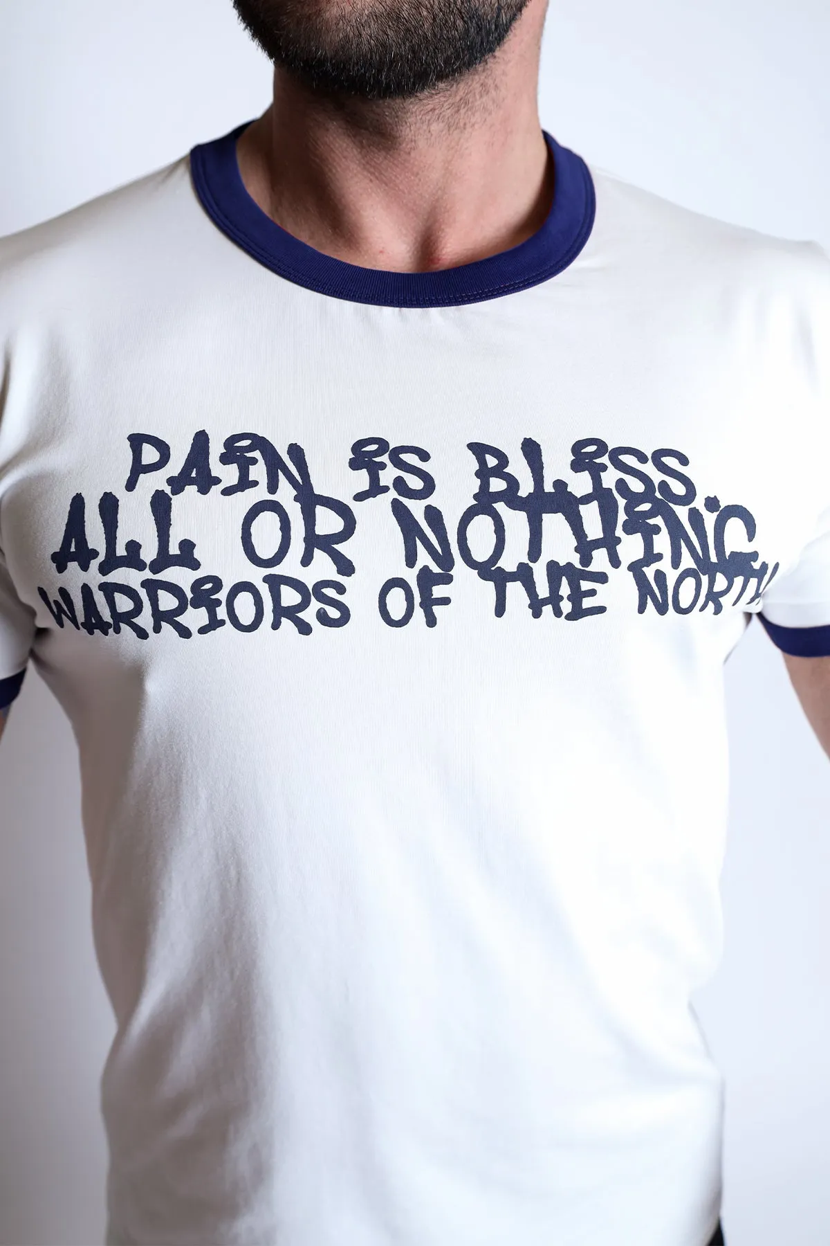 Muscle-Fit Ringer Tee - White w/ Navy Trim sold by Jed North product image thumbnail 4