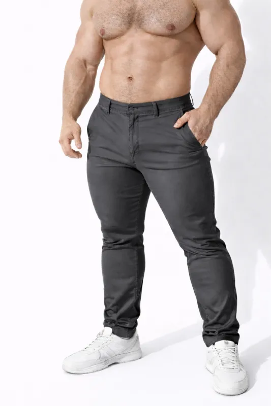 Men's Fitted Chino Pants - Dark Gray made by Jed North