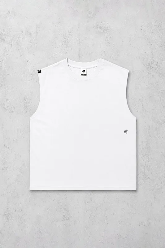 Retro Oversized Muscle Tee - Washed White made by Jed North