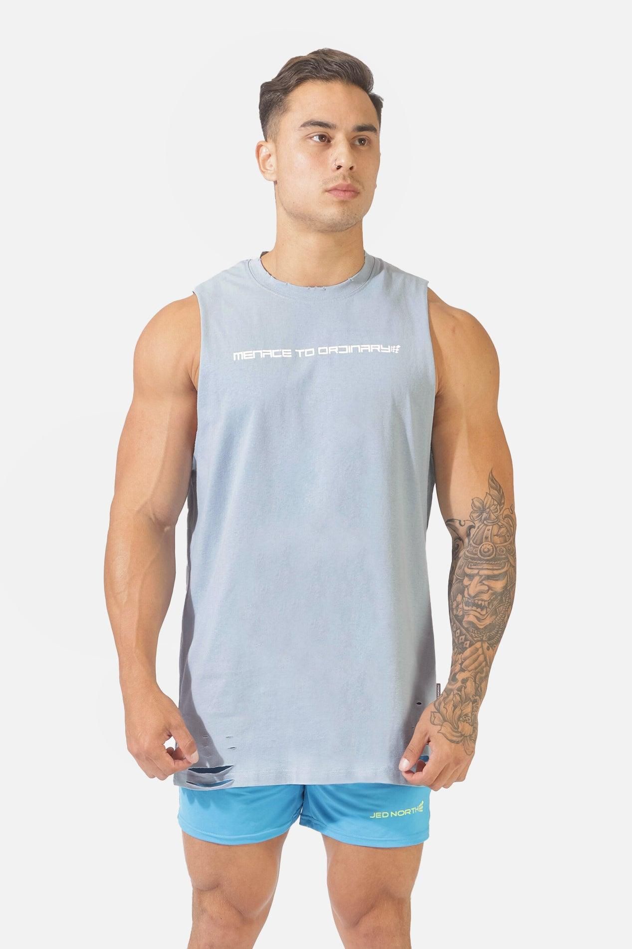 Vision Distressed Muscle Tee - Blue sold by Jed North product image thumbnail 6