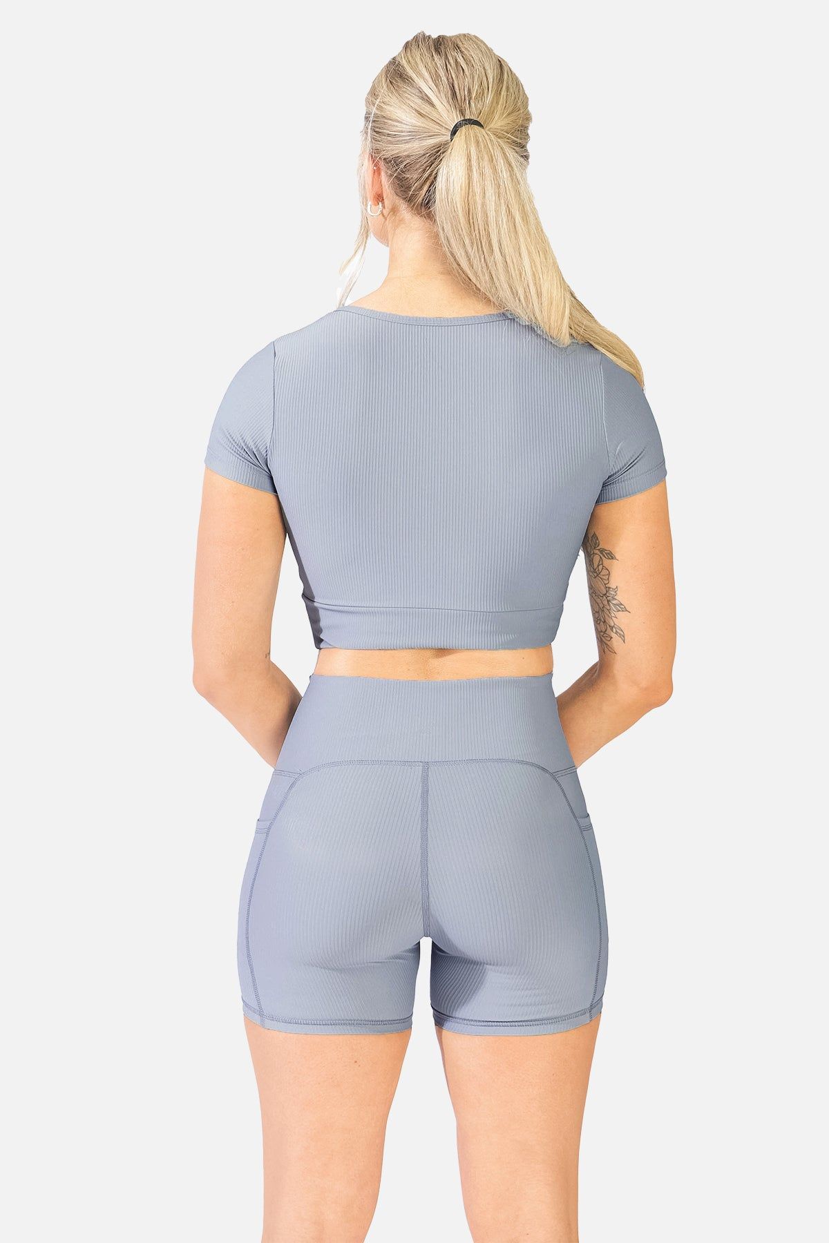 Sculpt V-Neck Crop Top - Blue sold by Jed North product image thumbnail 6