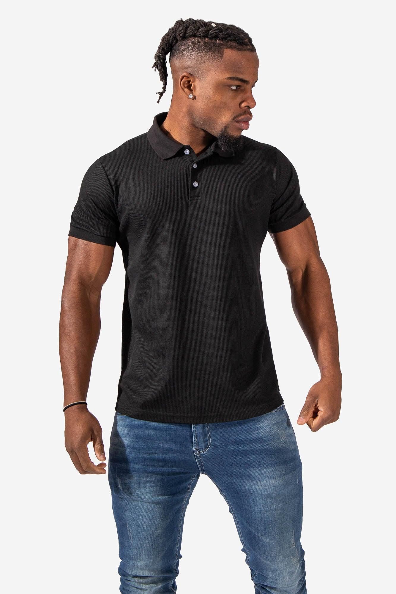 Classic Waffle Polo Shirt - Black sold by Jed North product image thumbnail 5