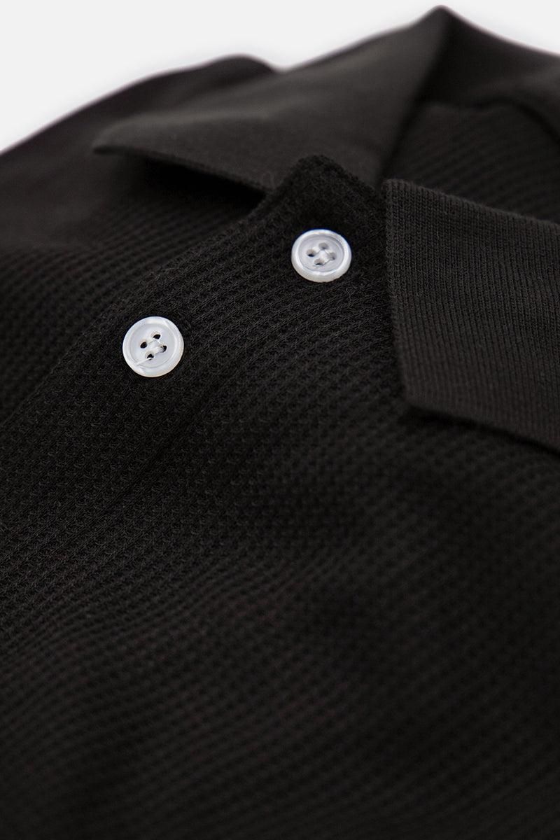 Classic Waffle Polo Shirt - Black sold by Jed North product image thumbnail 9