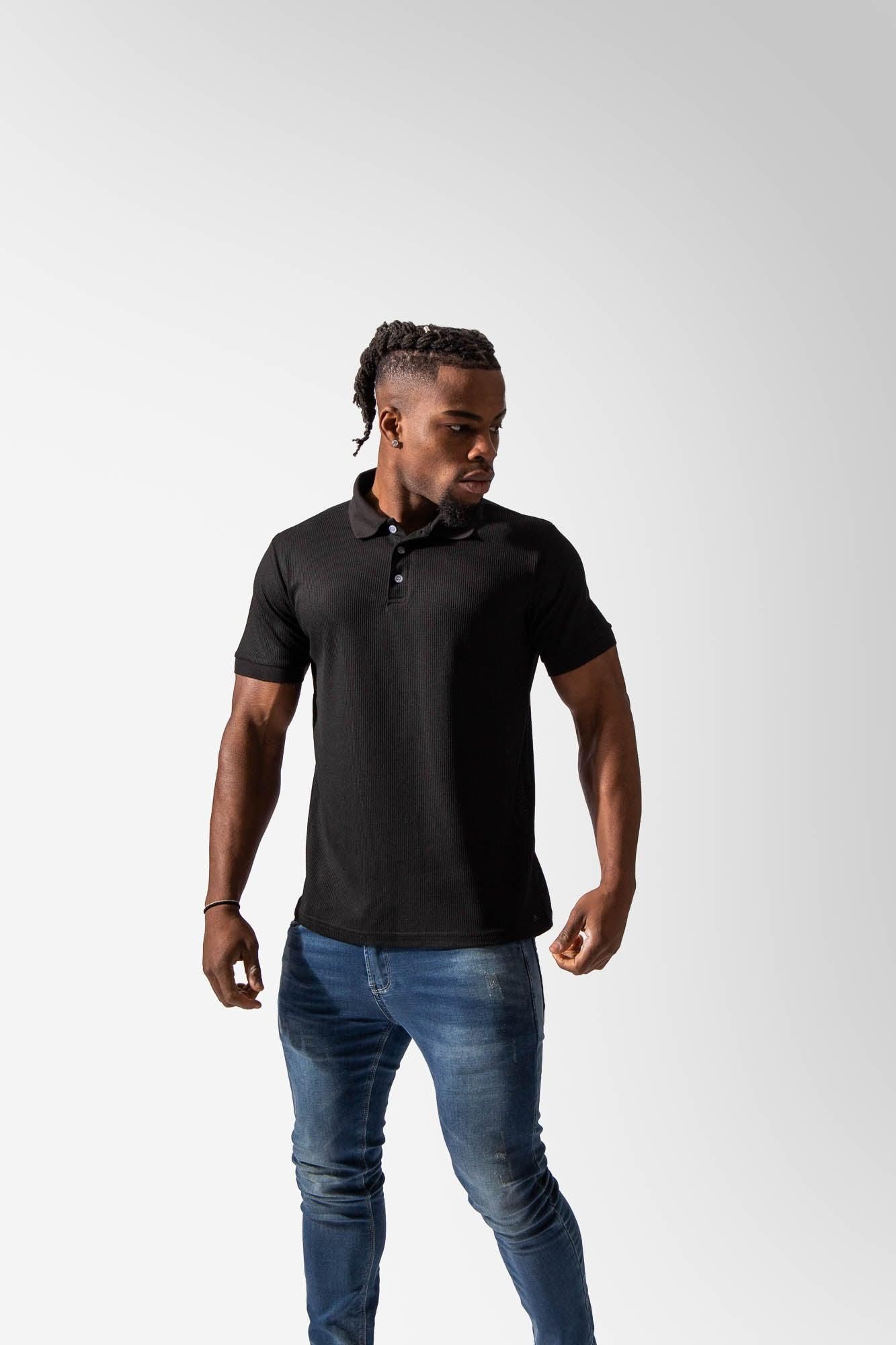 Classic Waffle Polo Shirt - Black sold by Jed North product image thumbnail 7